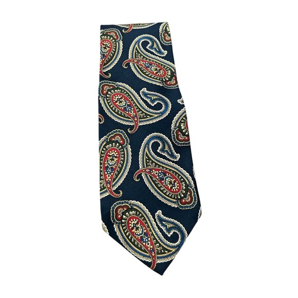 Roundtree & Yorke Hand-Sewn Paisley Necktie All Silk Made In USA - Picture 1 of 7